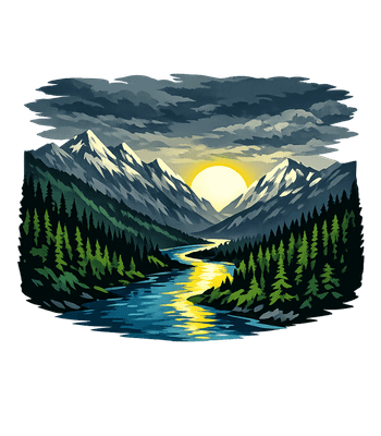 Mountain River Sunset