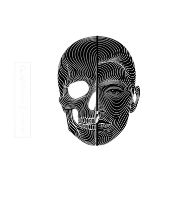 Pessimist Skull Line Art