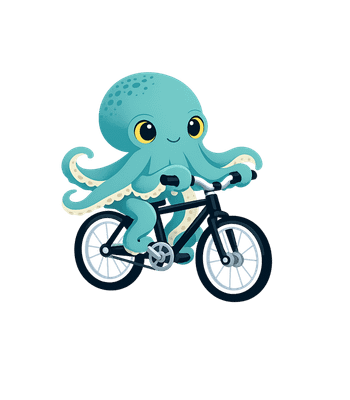 Octopus Riding Bicycle