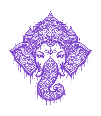 Purple Ganesha Drip Art