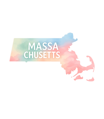 Massachusetts Watercolor Map
