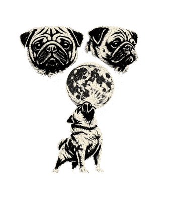 Pug Howling at Moon
