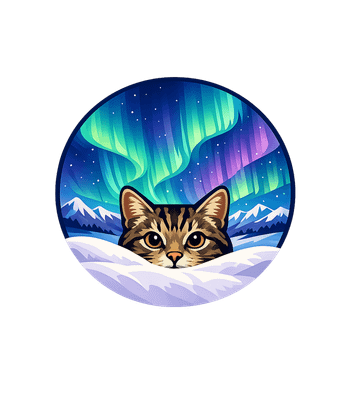 Peeking Cat Northern Lights