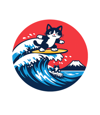 Surfing Cats Mount Fuji