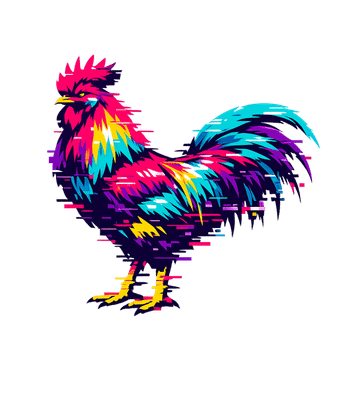 Vibrant Glitch Rooster