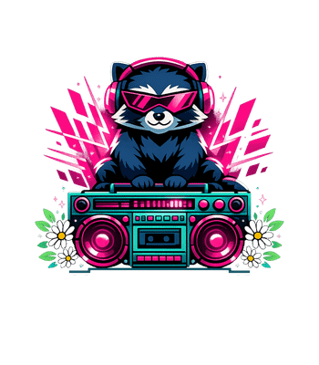 Retro Raccoon DJ