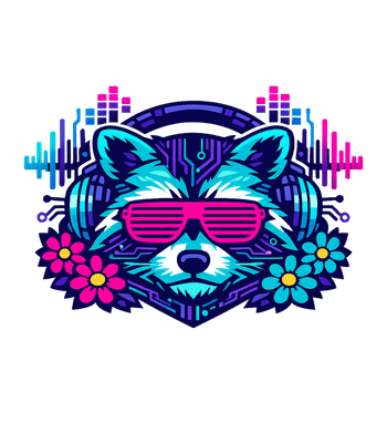 Neon DJ Raccoon