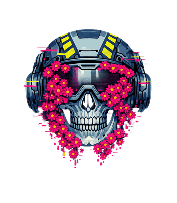 Cyber Skull Flowers