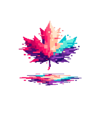 Pixel Glitch Maple Leaf