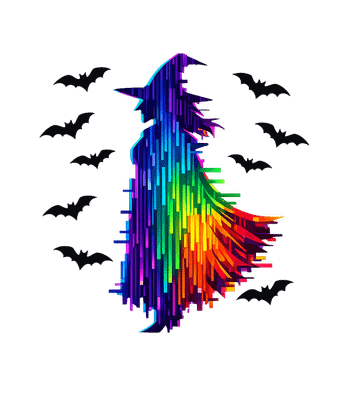 Rainbow Witch Silhouette