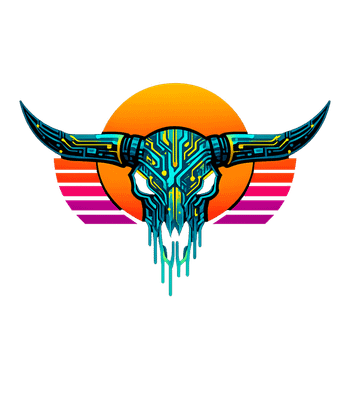 Synthwave Bull Skull