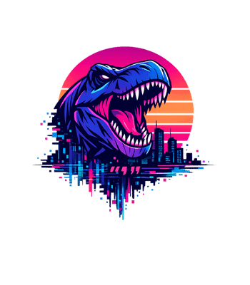 Retro T-Rex Cityscape