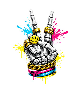 Edgy Skeleton Peace Hand