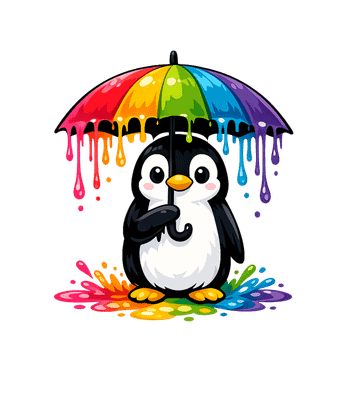 Colorful Rainbow Penguin Umbrella
