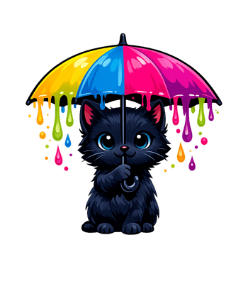 Rainbow Umbrella Cat