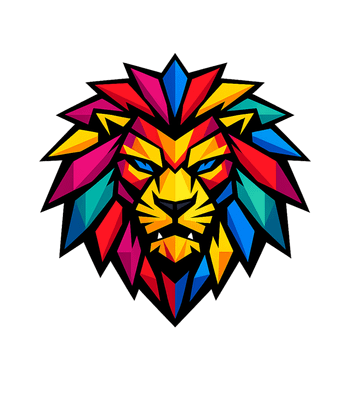 Vibrant Geometric Lion