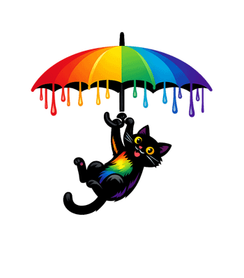 Rainbow Umbrella Cat