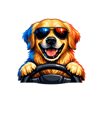 Cool Golden Retriever Driver